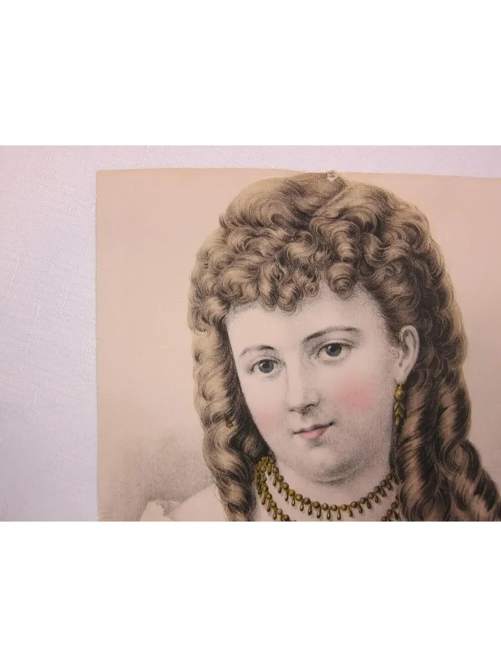 Antique Currier & Ives My Choice Beautiful Girl Hand Colored Lithograph 12 x 9